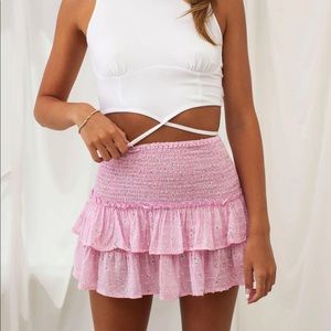 Come Together Pink Dot Floral Skirt